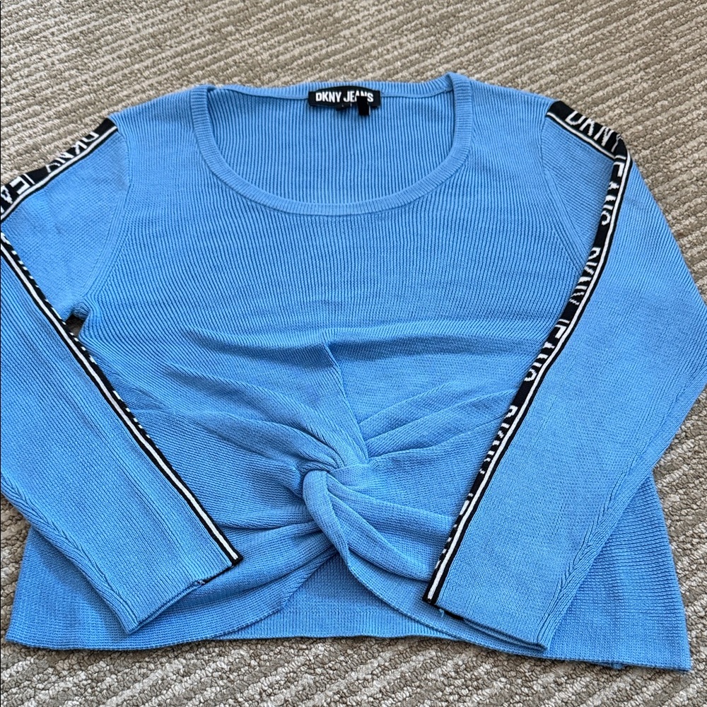 DKNY Women's Light Blue Long Sleeve Top